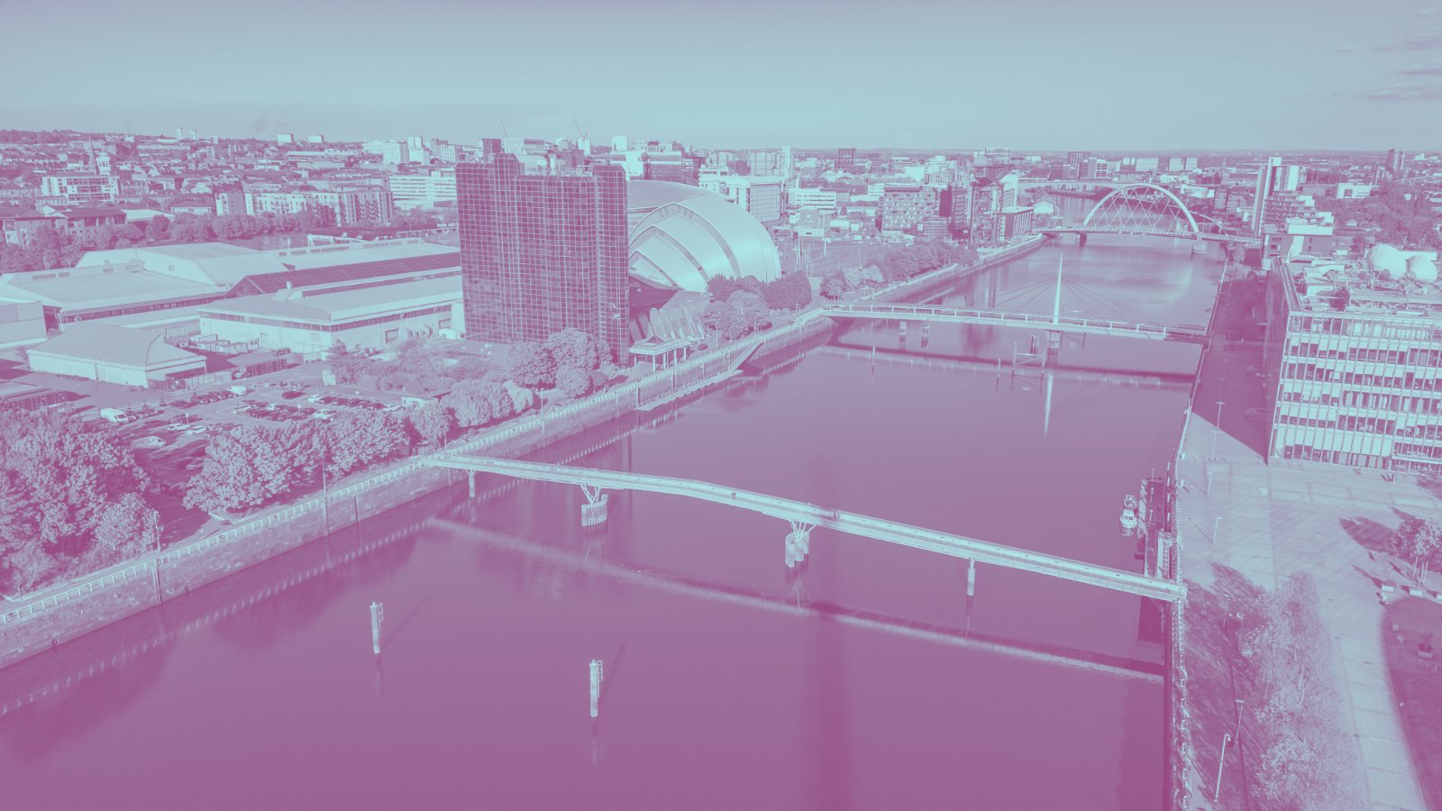 Vista aérea de Glasgow, cidade anfitriã da ICA 2027