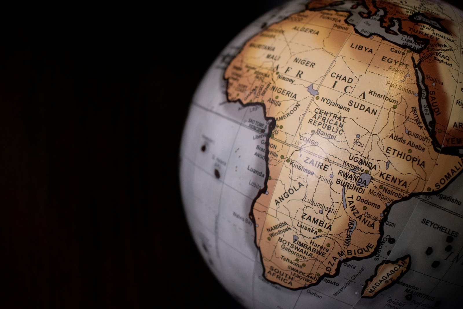 Globe showing the African continent