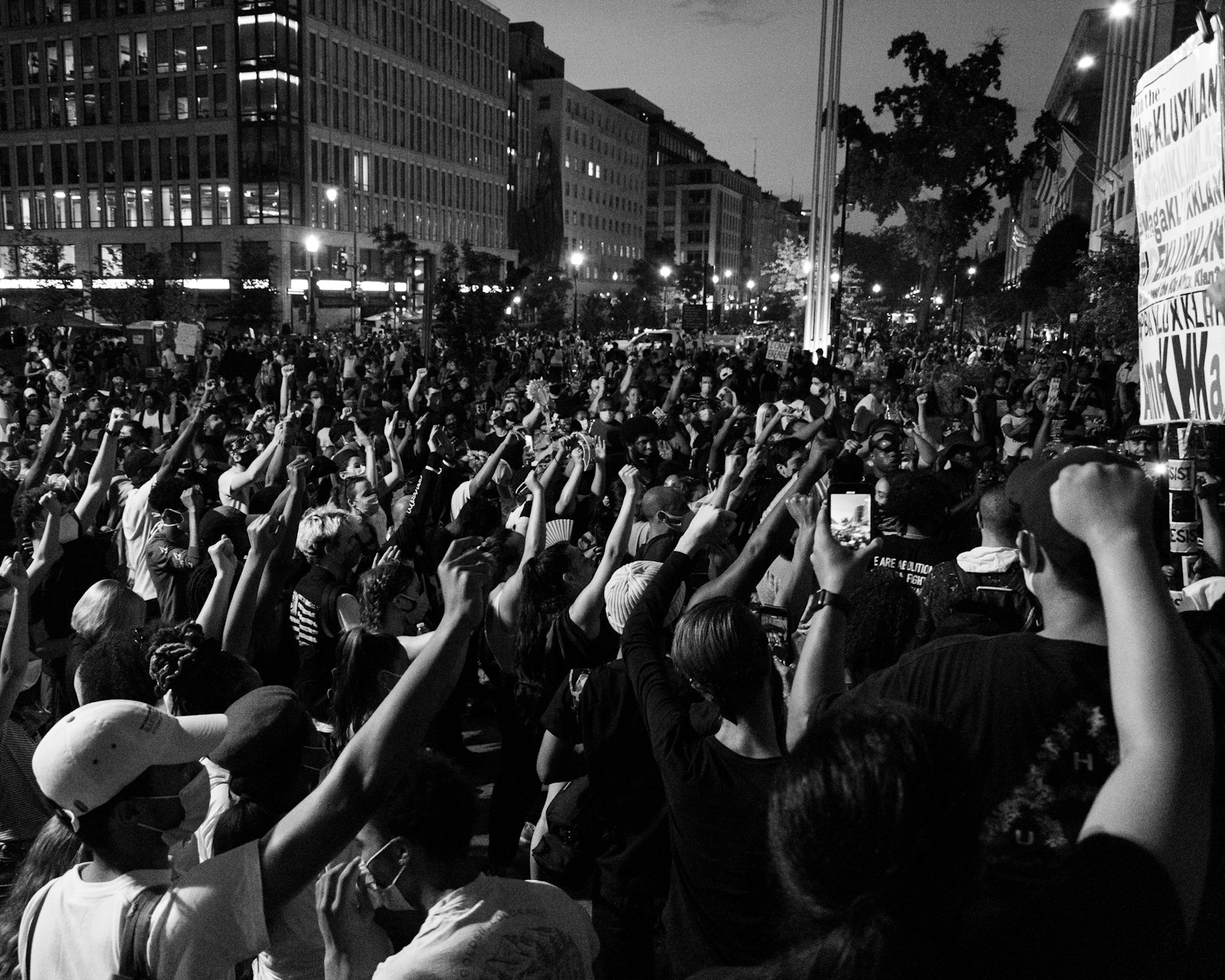 Protest with raised fists