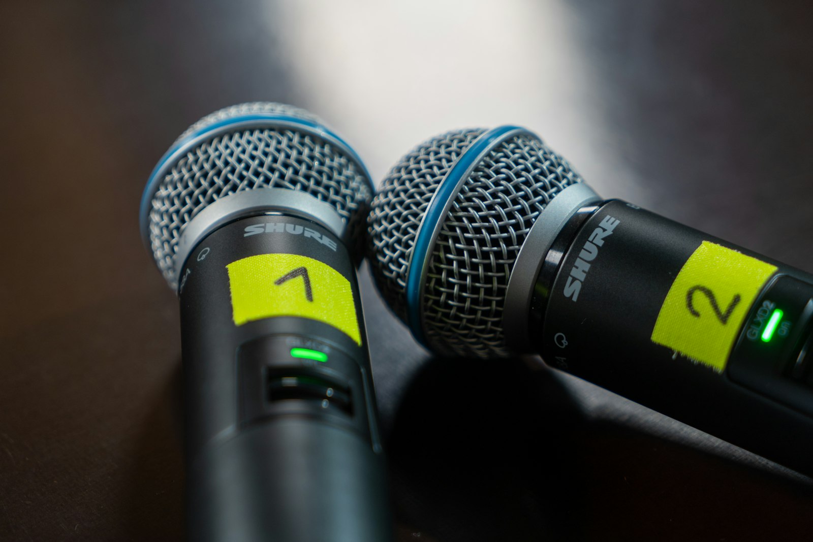 Two numbered microphones for a debate